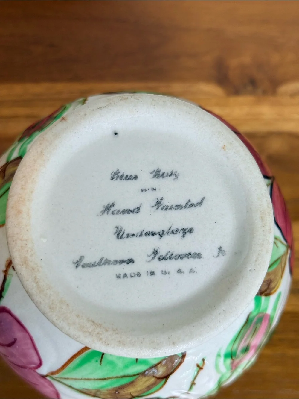 Vintage Hand-Painted Floral Ceramic Vase Blue Ridge Southern Pottery